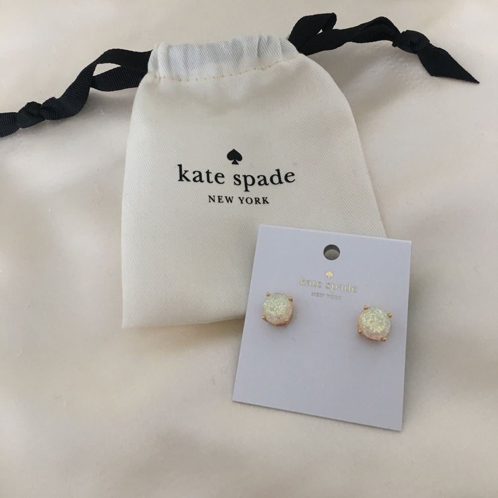 NWT Kate Spade White Glitter Stud Earrings